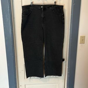 Old Navy black jeans; distressed wide leg, high waist; size 20